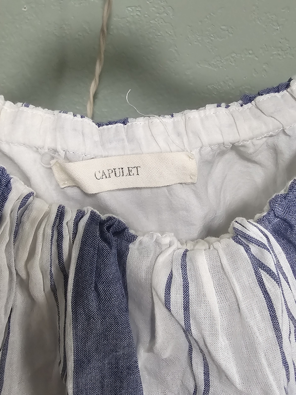 Capulet White and Navy Striped Off-Shoulder Top